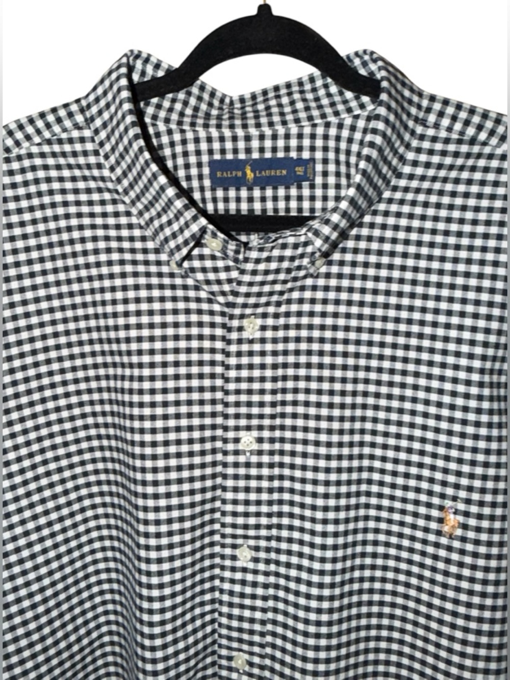 Polo Ralph Lauren OXFORD Black White Check Button Down Long Tall Shirt Mens 4XLT